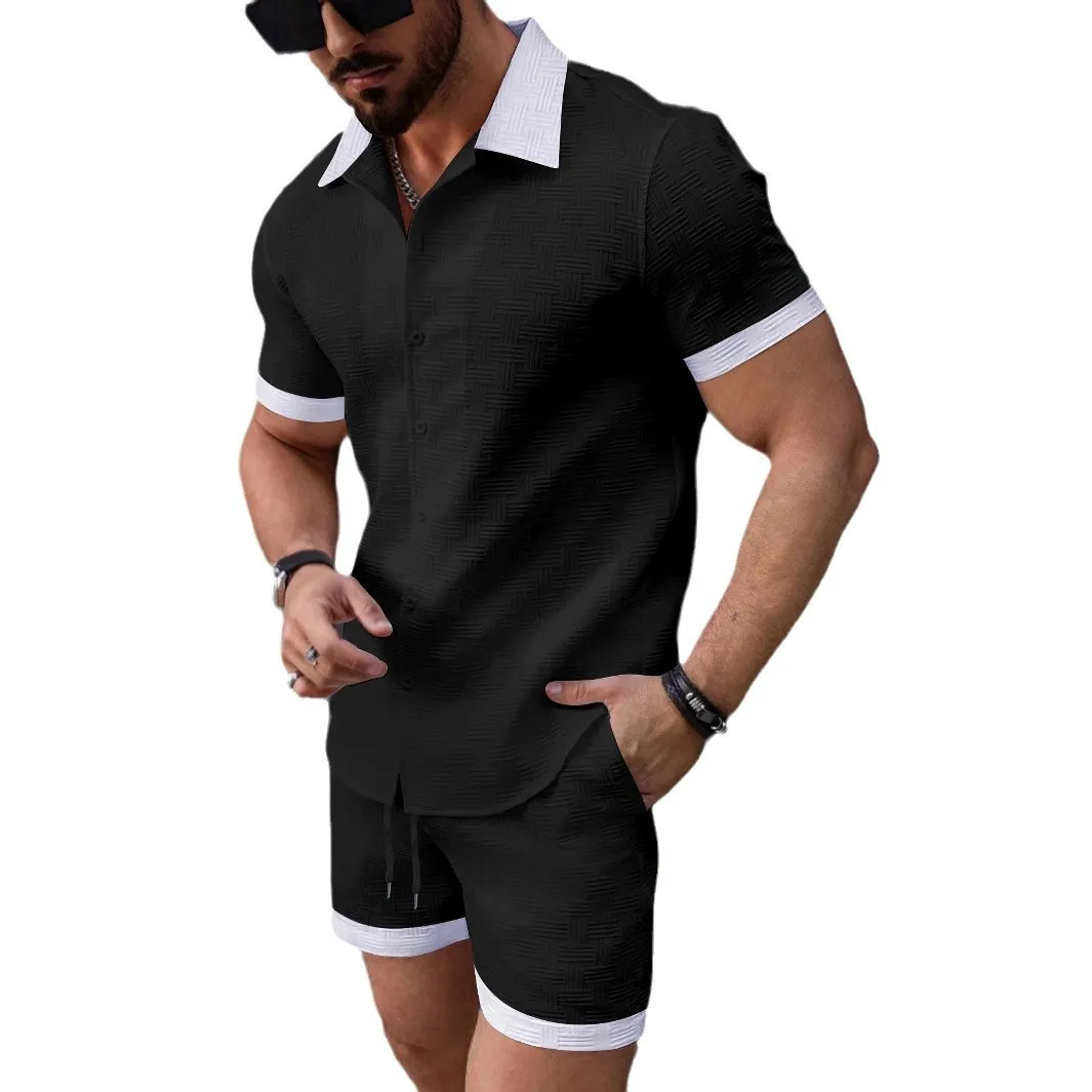 

Мужской летний комплект ort Sve irt + шорты для спорта и отдыха, удобная дышащая трикотажная одежда для повседневного случая