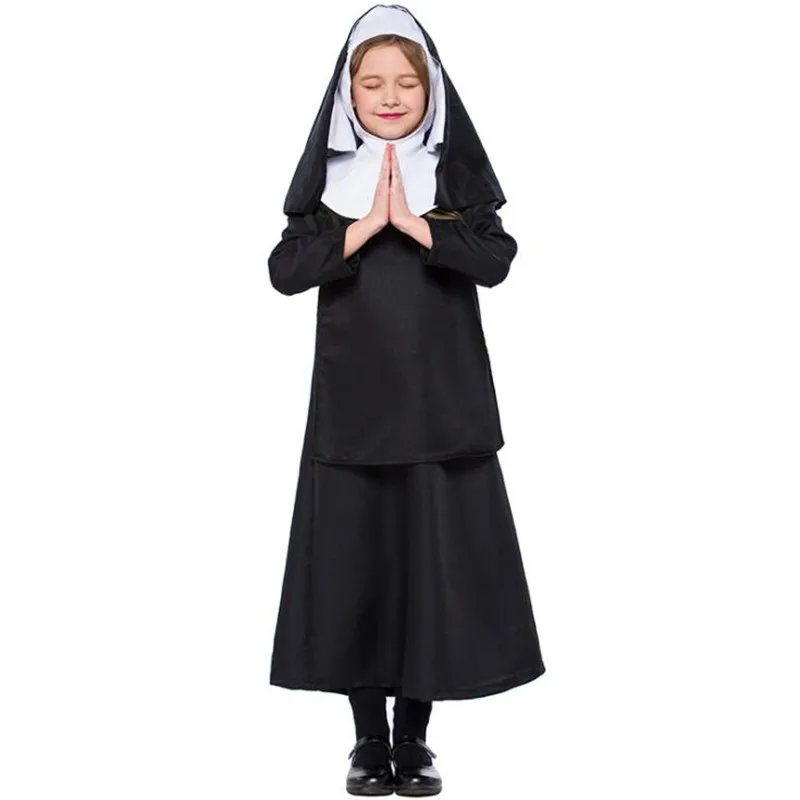 

Christ Priest Nun Cosplay Uniform for Children Jesus Drama Priest Kids Girls Costume Purim Halloween Carnival Party Costumes