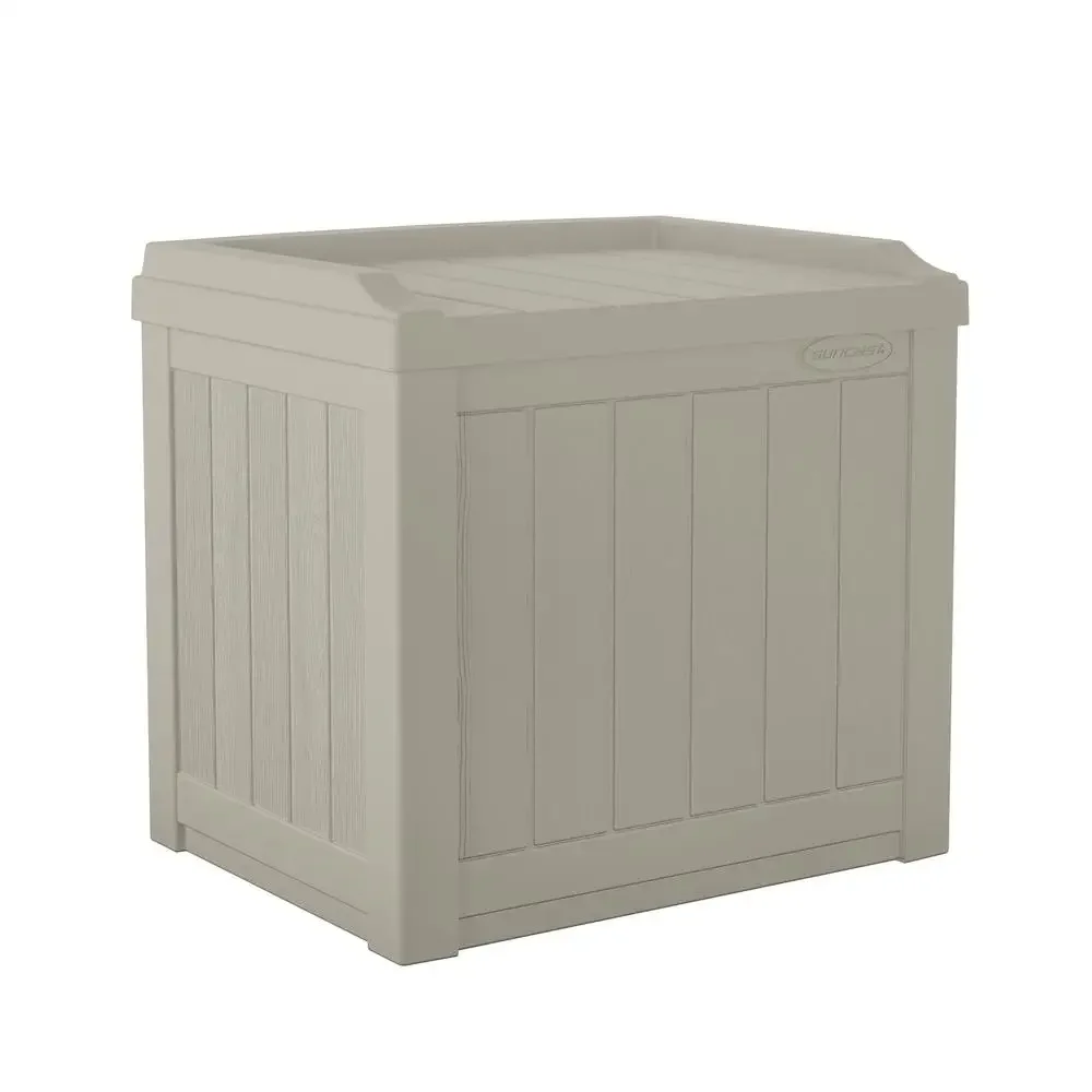 

Resin Deck Box Outdoor Storage 22-Gal Light Taupe Weather-Resistant Patio Yard Pool Toys Grill Supplies Garden Tools Easy