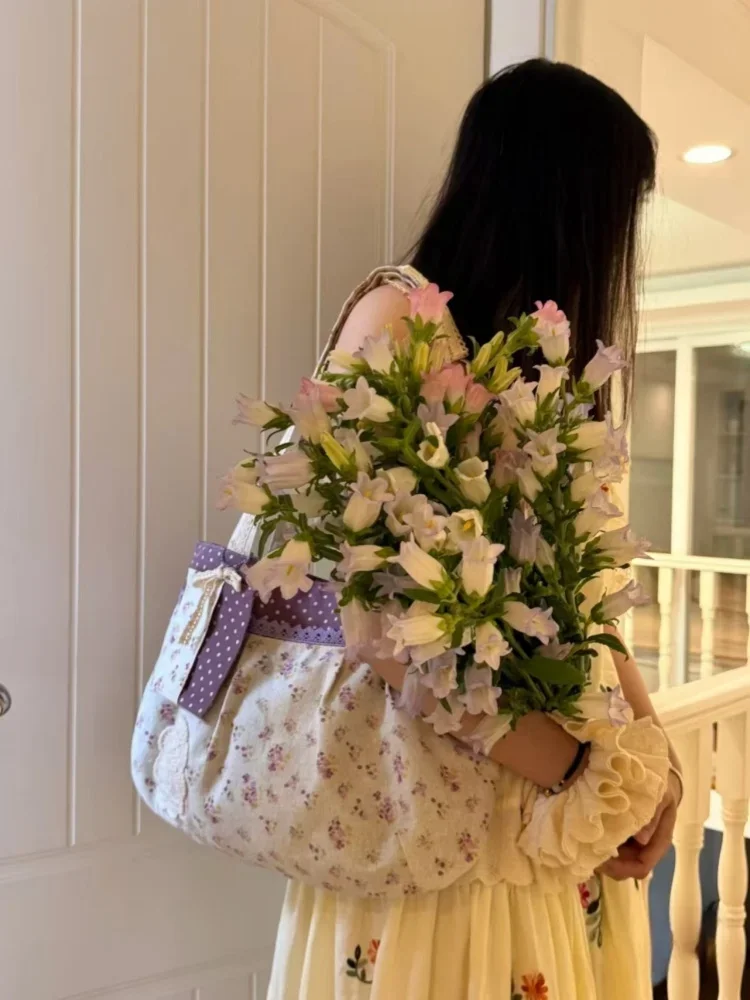 

Floral Canvas Handbag for Commuting Vintage Shoulder Large Capacity 2025 New Bags