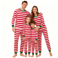 Family Matching Long Sleeve Pajamas Set Christmas Red White Striped Sleepwear for Dad Mom Children Festive Nightwear