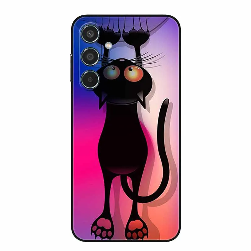 For Samsung Galaxy A55 5G Case Black TPU Silicone Soft Covers for SamsungA55 A 55 A15 A25 A35 5G Phone Shell A 15 4G Bumper Capa