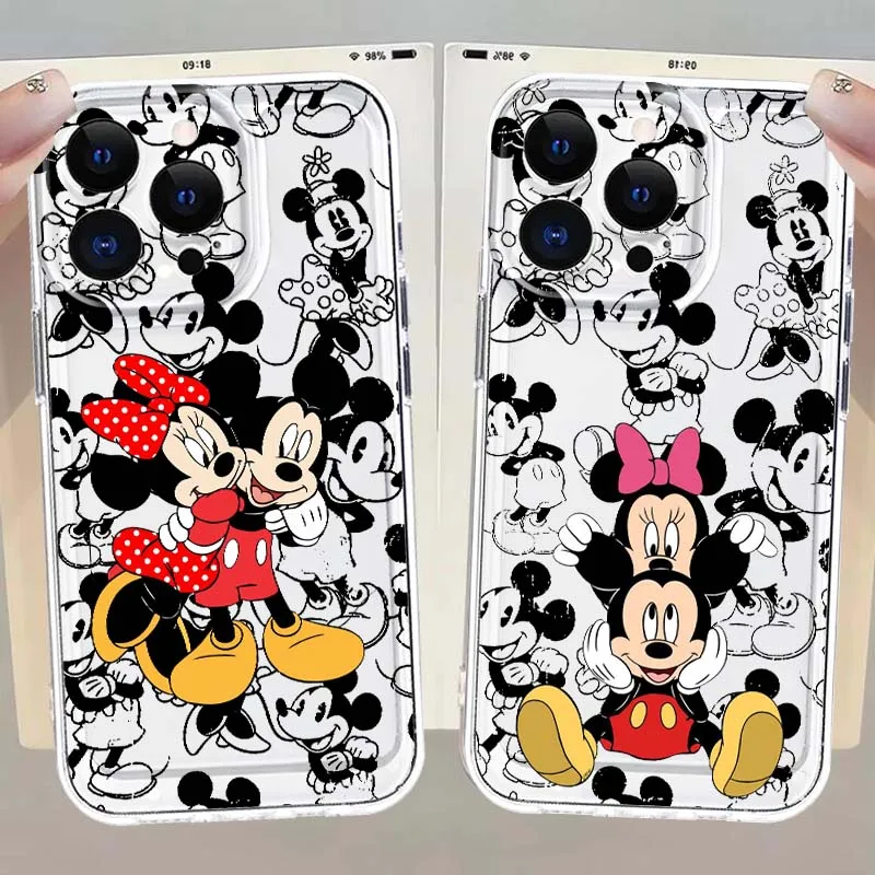 

Cartoon Mickey Mouse Phone Case For Apple iPhone 17 16e 16 15 14 13 12 11 Pro Max Plus Mini TPU Soft Transparent