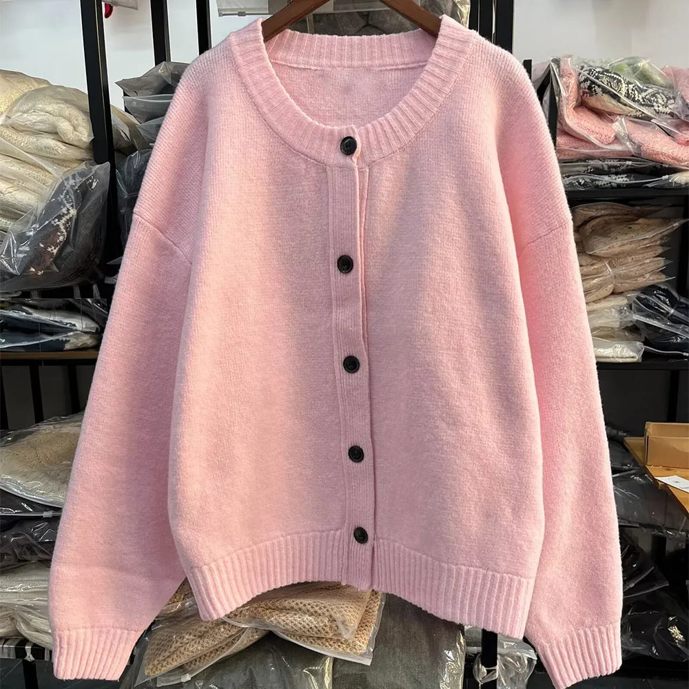 

Женский модный повседневный вязаный кардиган с круглым вырезом и длинными рукавами, мягкий, в стиле ретро-шик, коллекция Лето 2026