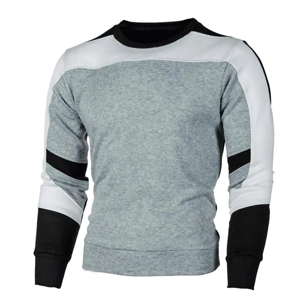 Men Daily Top Stylish Men's Color Matching Sweatshirt Soft Slim Fit Elastic Cuff Pullover for Spring/fall Casual Top T-shirt Men