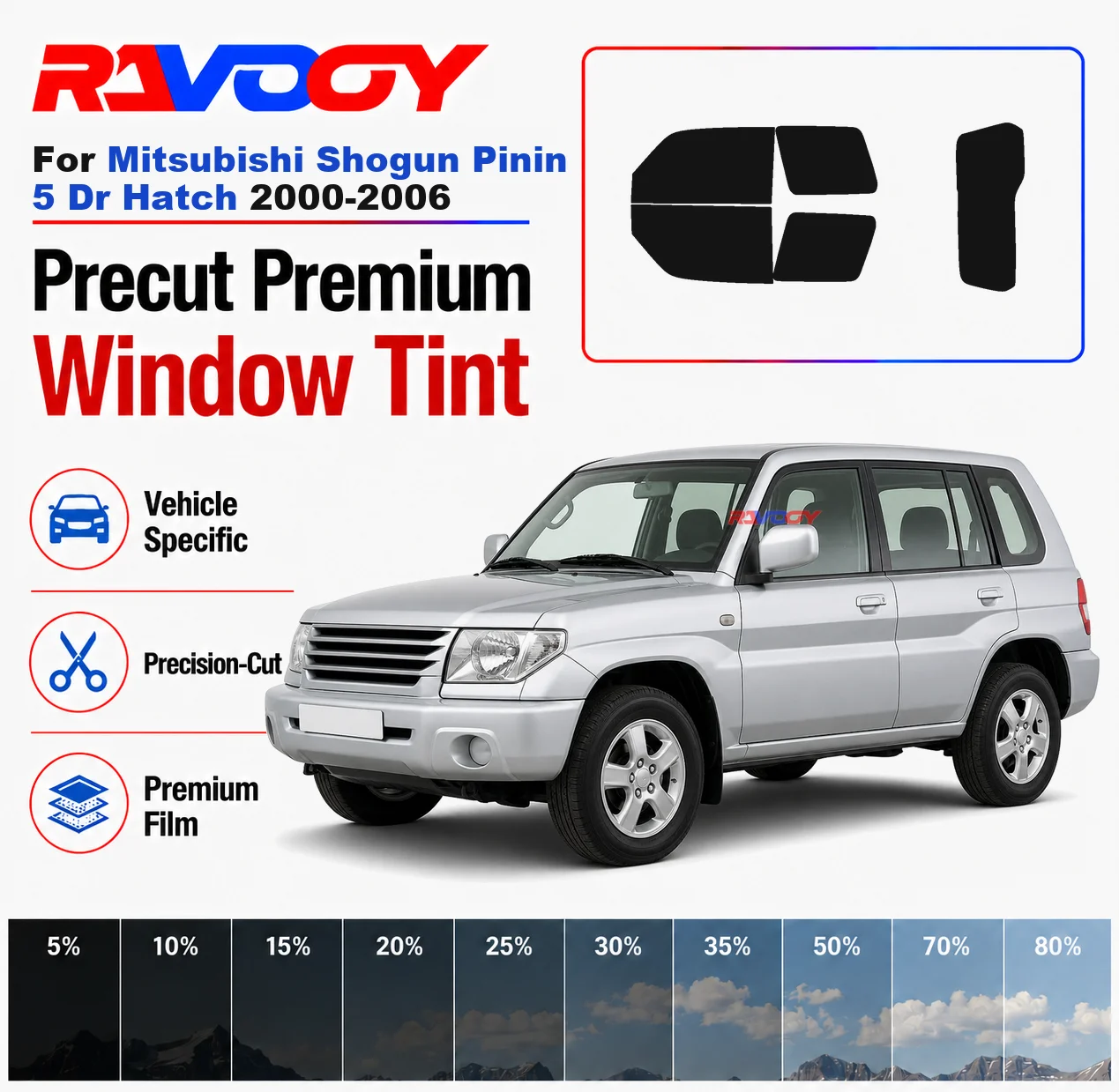 premium-precut-window-tint-kit-front-rear-windows-for-mitsubishi-shogun-pinin-5dr-hatch-2000-2006-complete-set-nano-ceramic-film