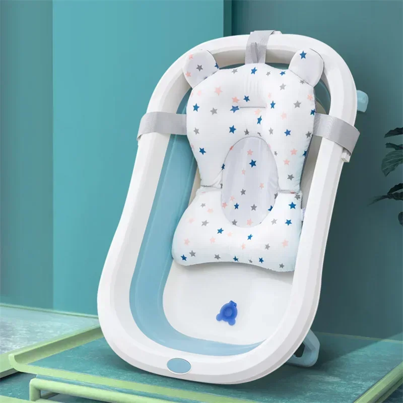 Foldable Baby Bath Mat Newborn Support Seat Cushion Adjustable Bathtub Shower Mat Portable Baby Bath Mat Bathtub Support