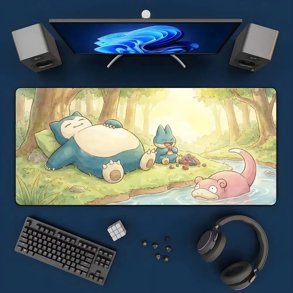Pokemon Anime Gamer Desk Mat Rubber Mouse Pad Keyboard Mousepad With 2MM Lock Edge
