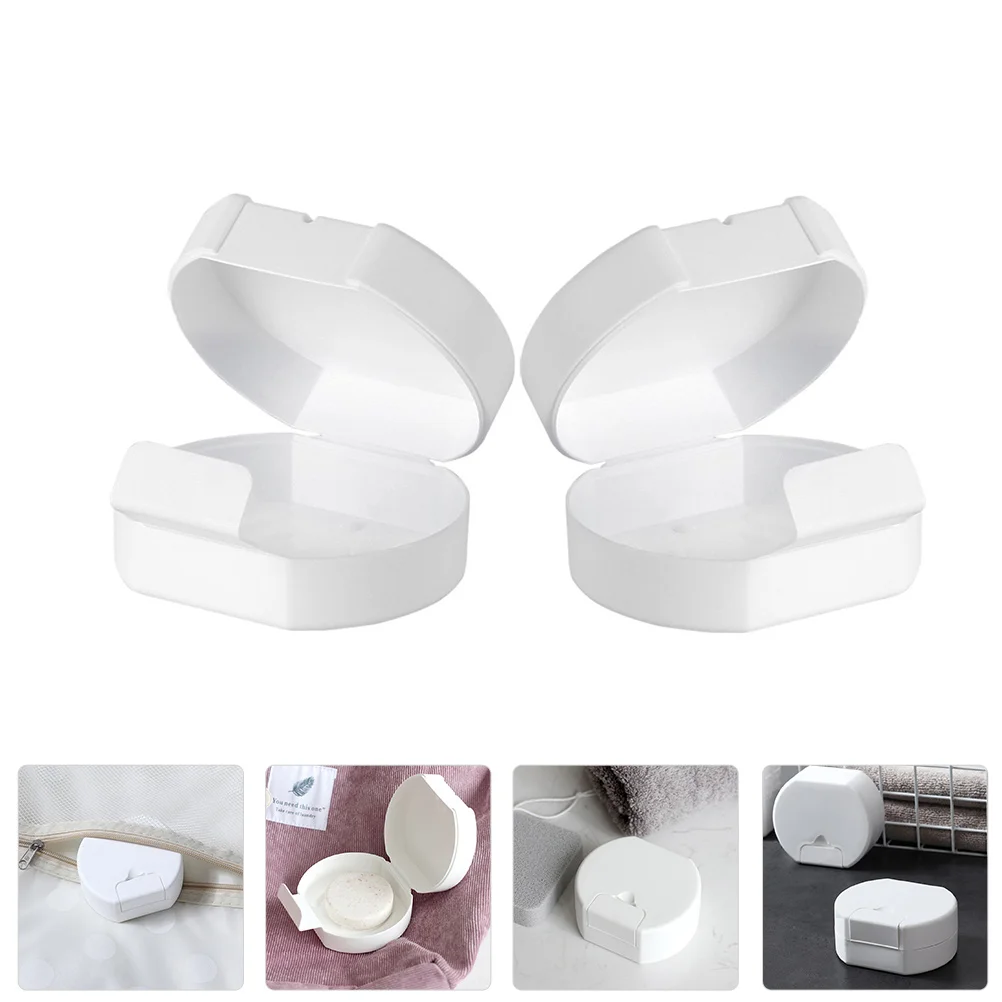 

1pc Holders Portable Plastic Soap Box With Drainage Layer Dustproof Moisture Resistant For Travel Home Use Soap