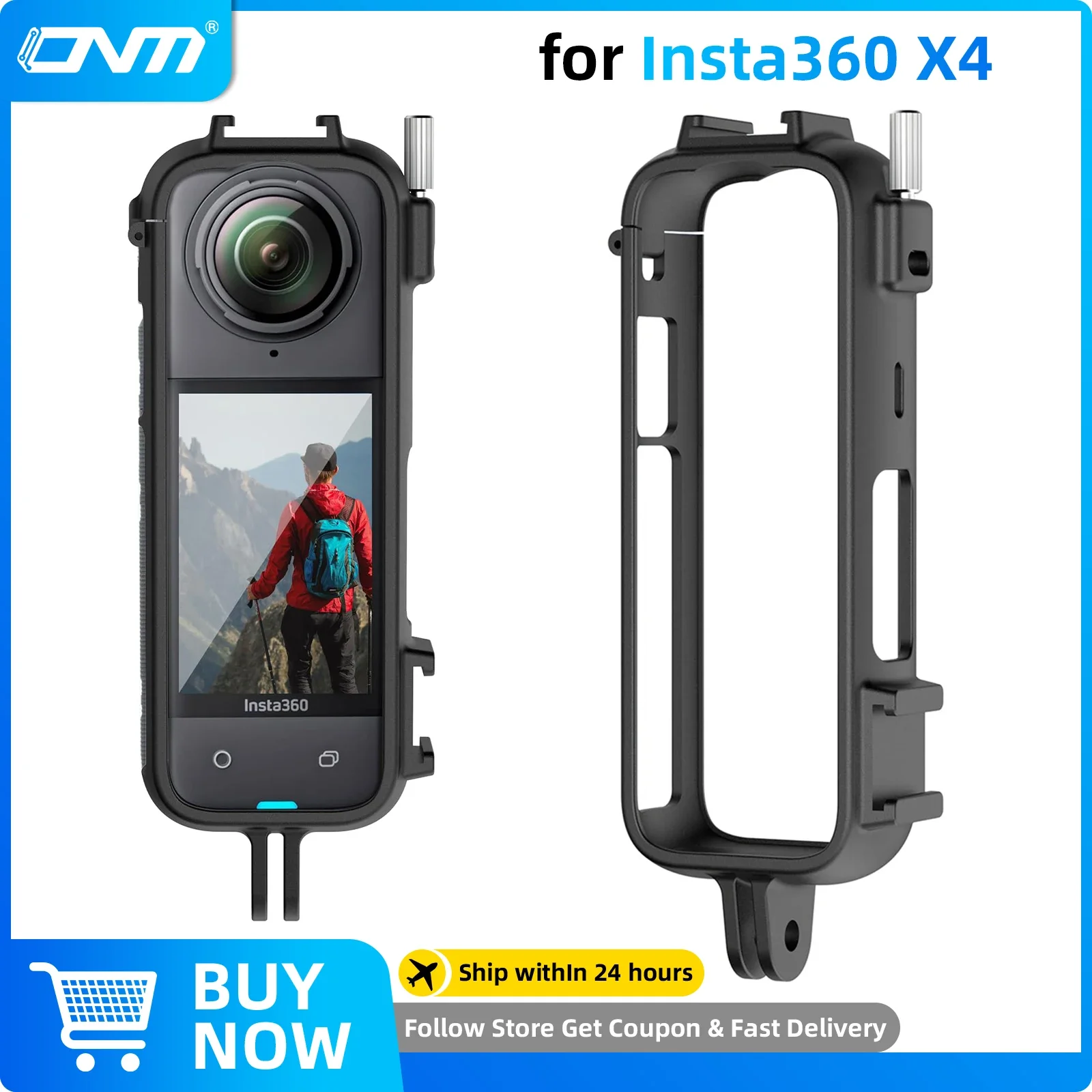 

Protective Frame for Insta360 X4 Anti Fall Plastic Durable Housing Cage With Cold Shoe Mount for Insta 360 X4 Accessories