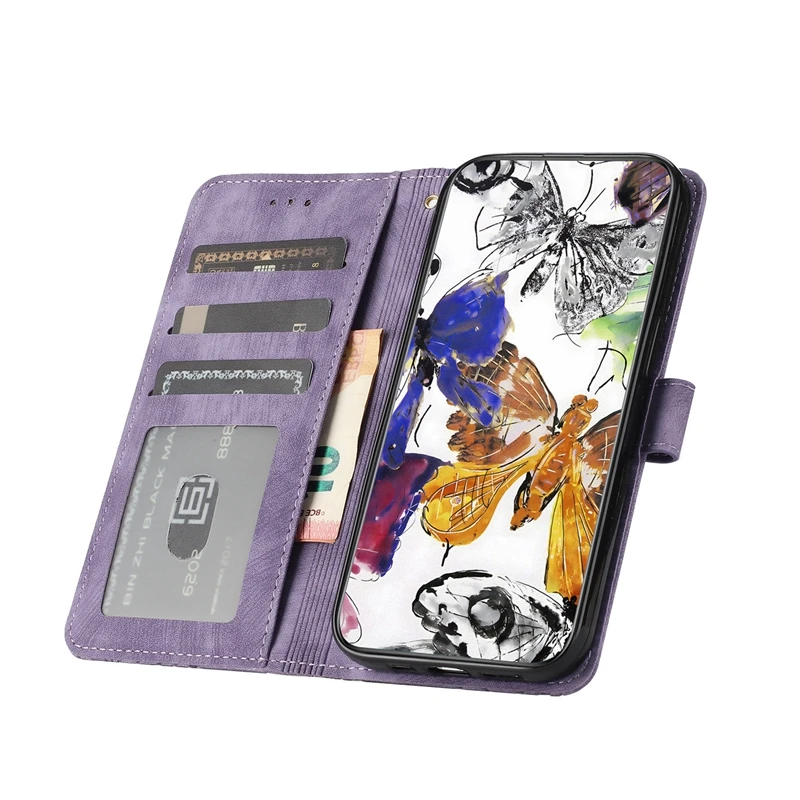 3D Butterfly Pattern Matte Leather Wallet Case on For Xiaomi Redmi 12 10 12C 10C 9A 9AT 9C NFC 10A Flip Stand Phone Cover Coque