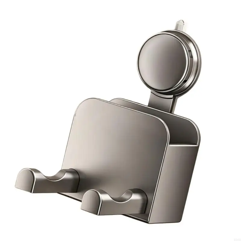 Strong Suction Hair Dryer Holder Rustproof Wall Mounted Blow Dryer Stand For Bathroom Organization With Hook B03E