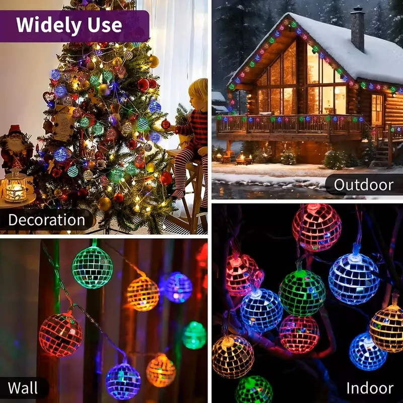 Гирлянда Disco Magic Ball на батарейках на Рождество, спальня, День святого Валентина, Зеркальный шар