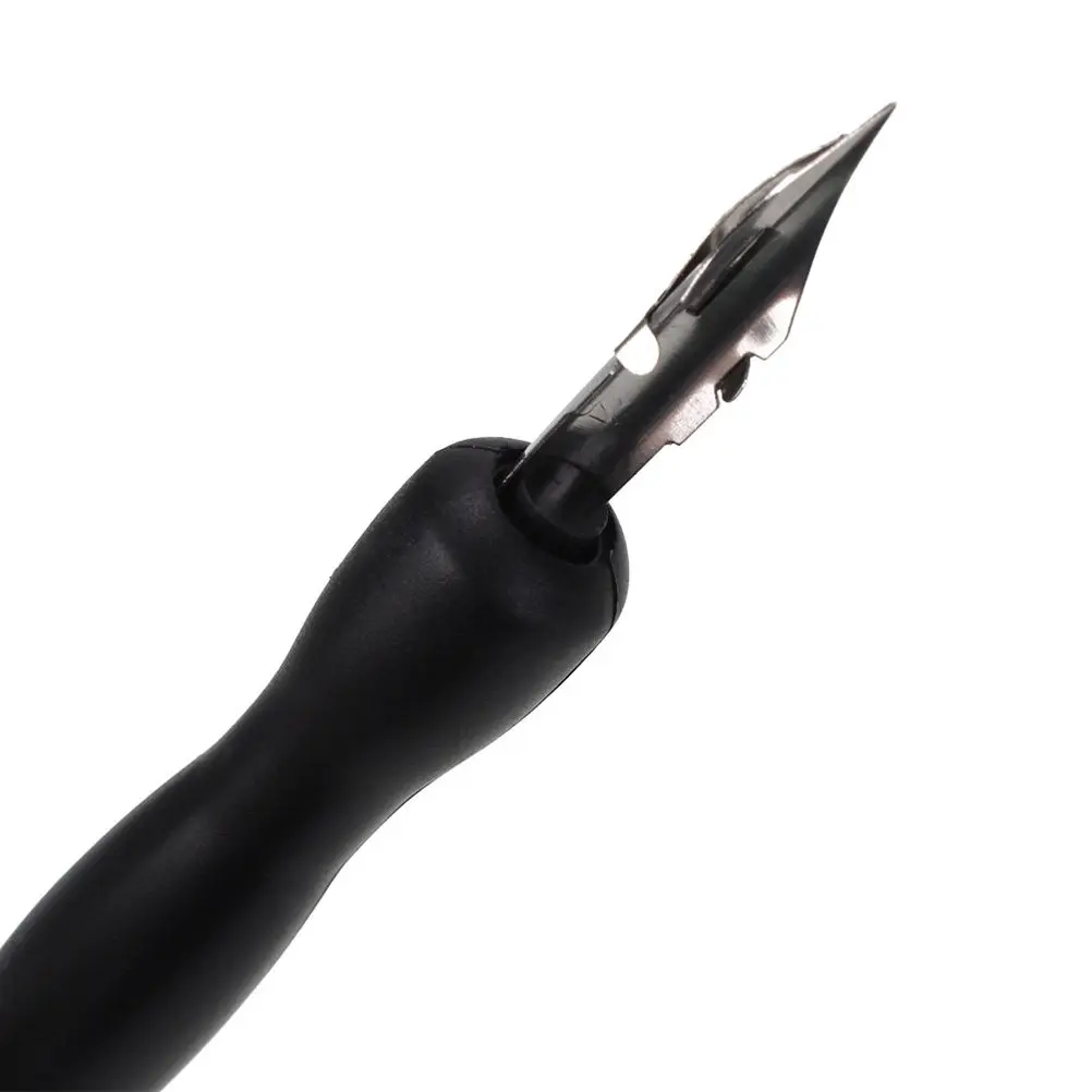 Cartoon Dip Pen Set Black Includes 2 Small Round Pen Holders 5 Nibs Drawing Rubber Fine Line Sketching Art Supplies