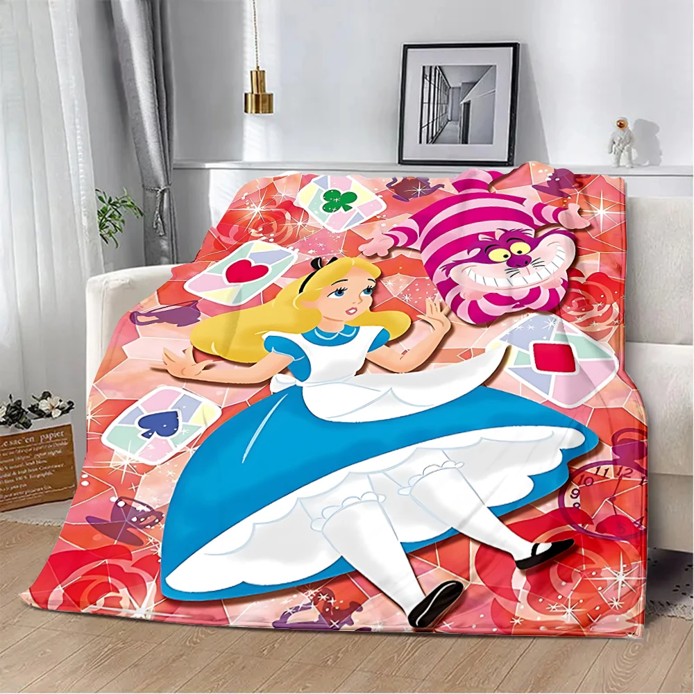 

Cute Cartoon Alice in Wonderland Printed Blanket Picnic Blankets Warm Blanket Soft Comfortable Blanket Home Travel Birthday Gift