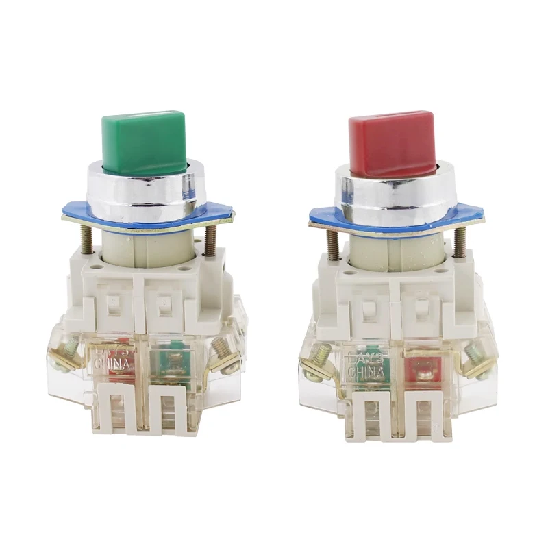 

LAY3-11X2 LAY3-11X3 Knob Switch 2-speed/3-speed Green Red 1NO 1NC Opening Size 22mm Self-locking