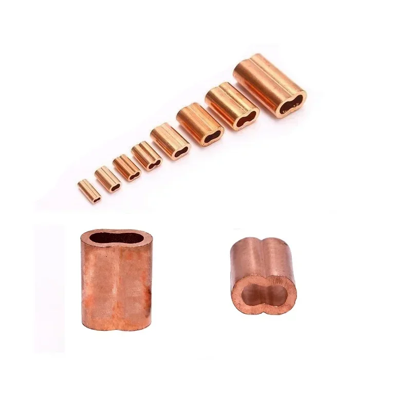 200pcs Copper Ferrules Wire Rope Sleeves Double Hole Wire Rope Clamps Copper Crimp Sleeve Clip Cable Stopper M1 M1.5 M2 M2.5 M3