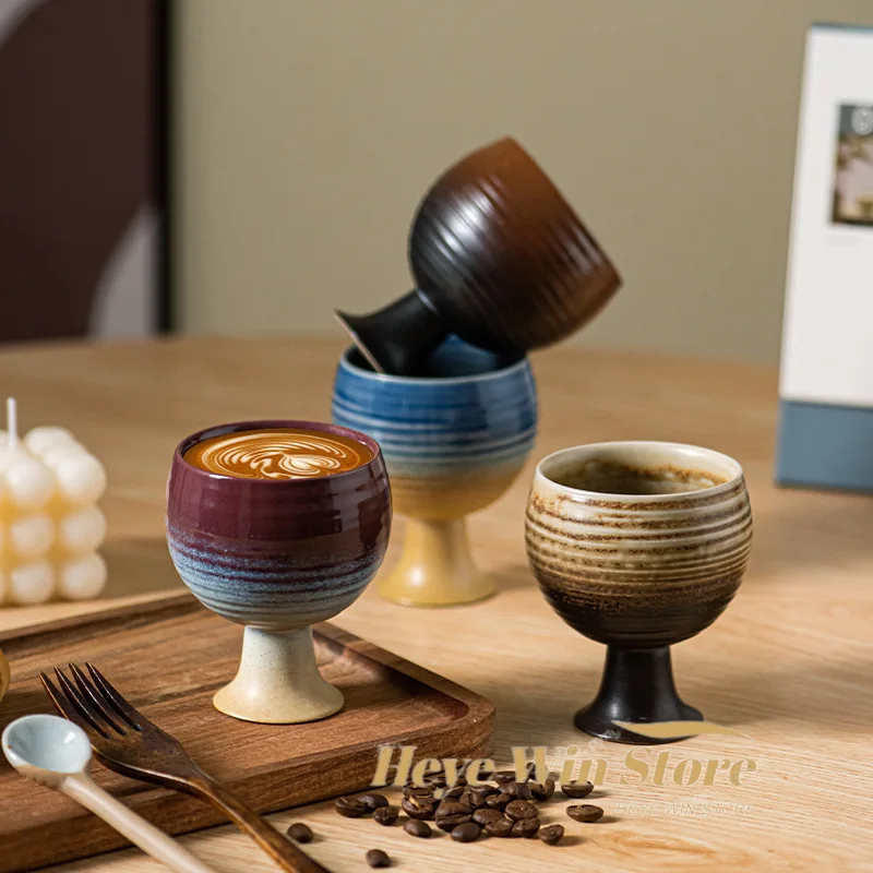 Japanese Coarse Pottery Cup, Retro Ceramic Mug Small-capacity Goblet Glass High-value Mug Coarse Gradient Coffee Cup