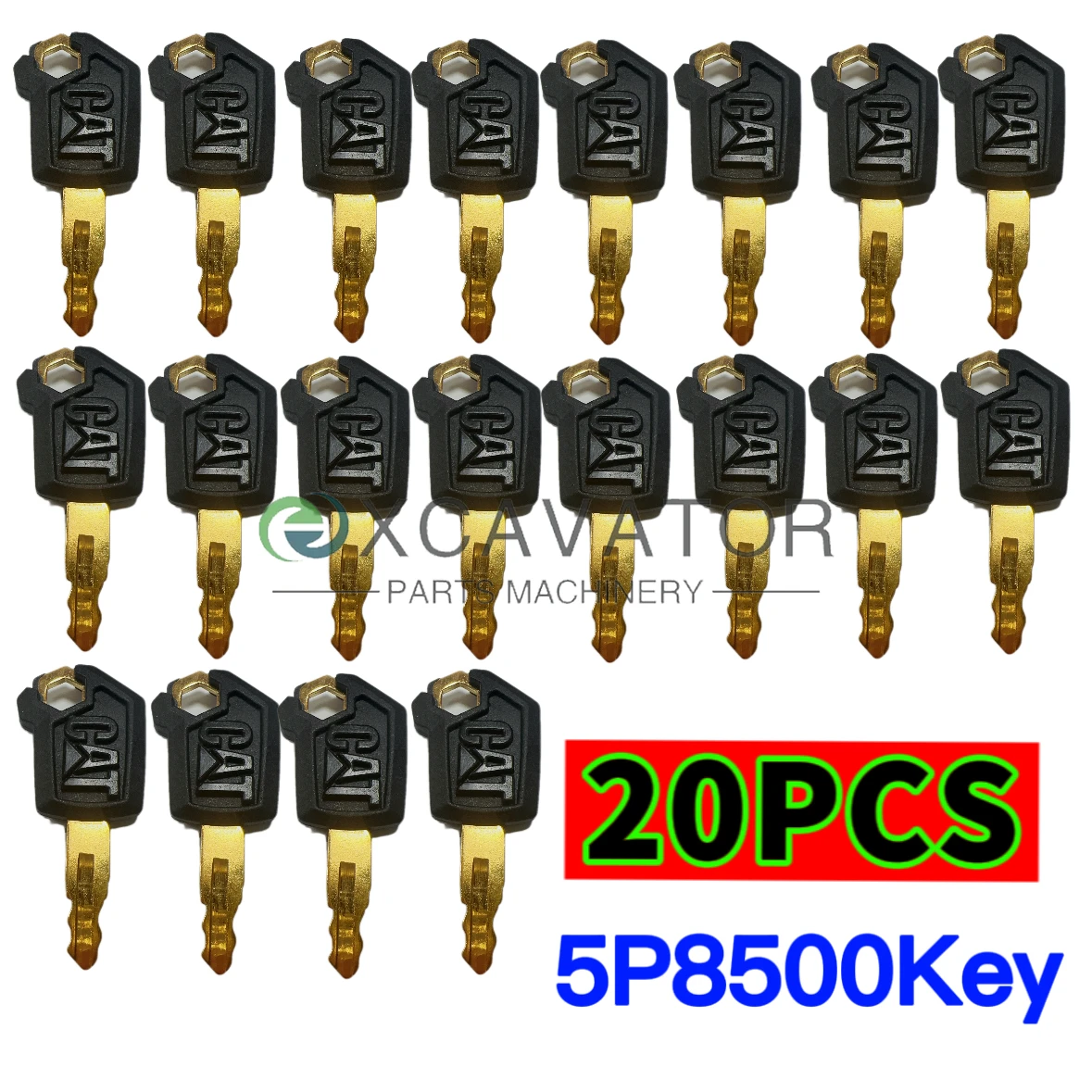 20PCS Iron Key for Caterpillar CAT Heavy Equipment Ignition Loader Excavator Dozer Metal & Plastic Black & Gold New