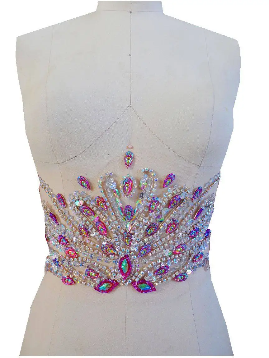 

Аппликация на талию для платьев, пришивная, с камнями и пайетками, для декора платьев своими руками