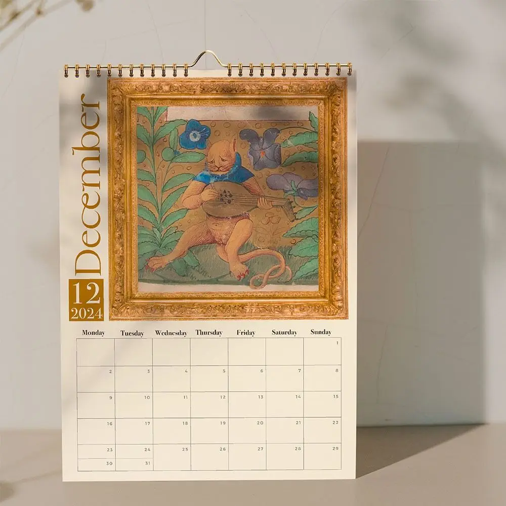 2024 Middeleeuwse Katten Kalender Rare Katten Kalender Grappige Muur Kalender Nieuwjaar Geschenken Voor Huisdecoratie