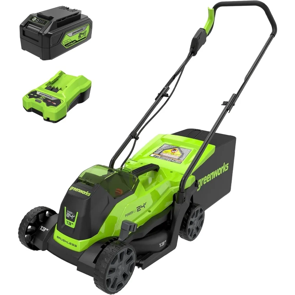 

24V 13" Brushless Cordless (Push) Lawn Mower, 4.0Ah Battery and Charger Included