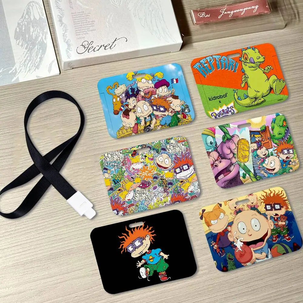 Movie R-Rugrats Cartoon Reptar Print Card Printed Tag Holder With Detachable Lanyard, Business Employee ID Card Holder