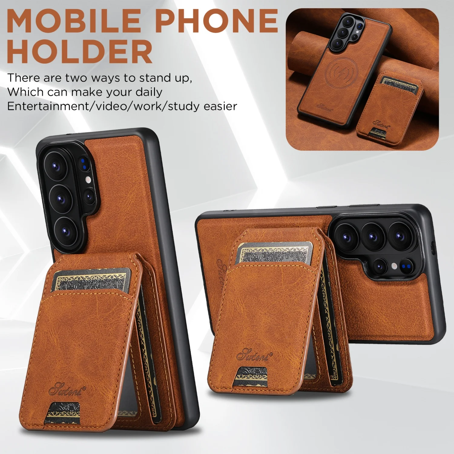 For Samsung Galaxy S26/S25/S24/S23/S22 plus Ultra two-in-one full coverage TPU card holder magnetic card insertion leather cases