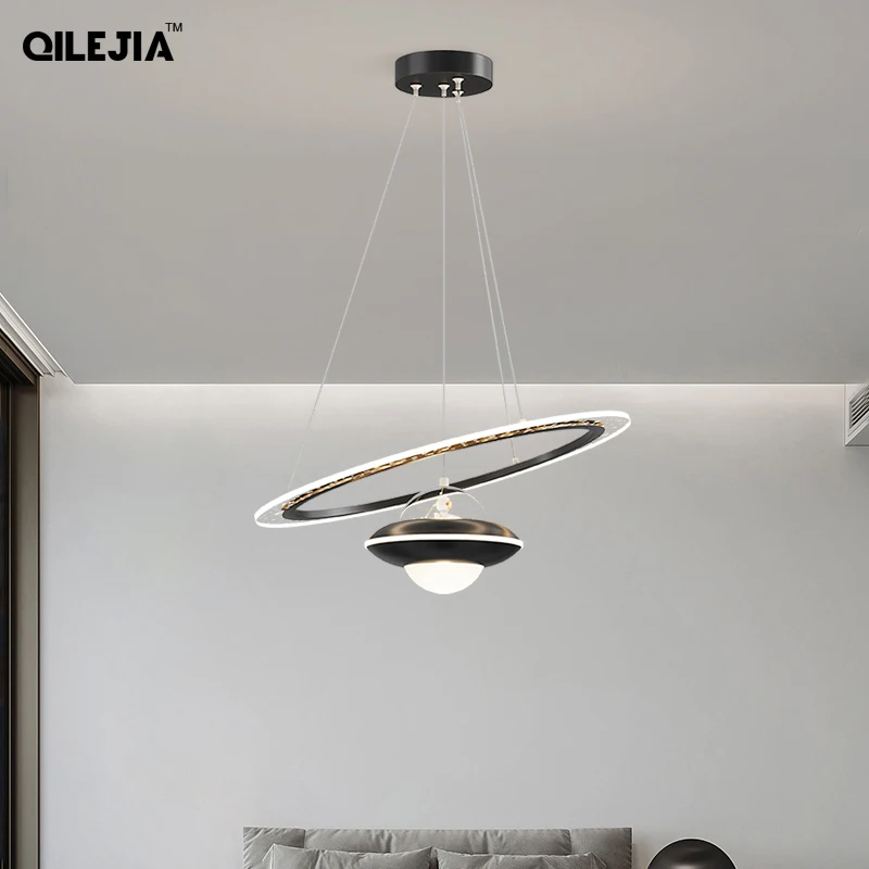 

Modern Creative Spaceship LED Pendant Lights For Bedroom Kitchen Bar Dining Table Deco Hanging Lamps Dimmable Lighting AC90-260V