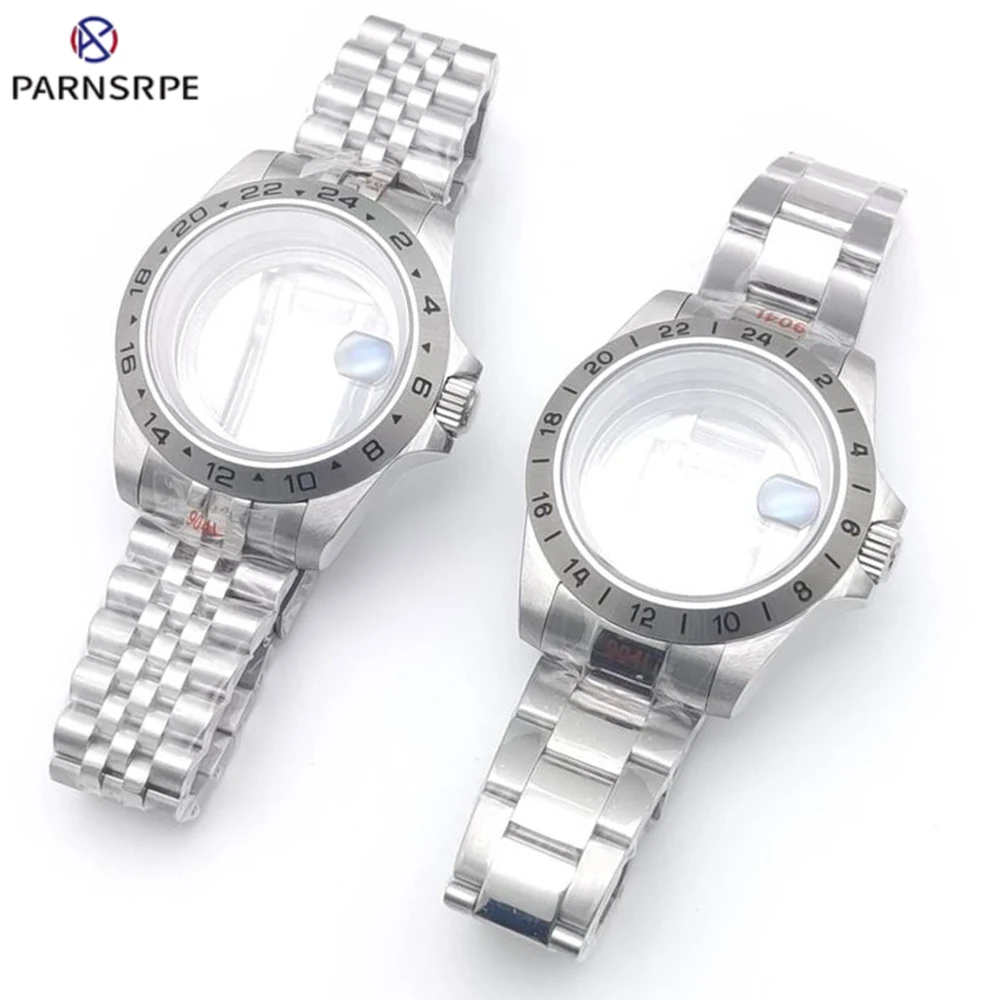 

39mm EXP NH35 Case 24 Hours Fixed Bezel Sapphire glass For NH34 NH35 NH36 movement Oyster Bracelet,28.5MM Dial