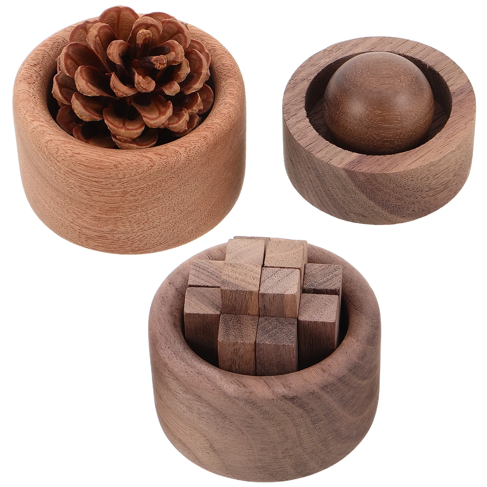 3Pcs Wood Essential Oil Diffuser Set Compact Wood Block Scent Spreader Waterless Aromatherapy Diffuser for Bedroom Office Car
