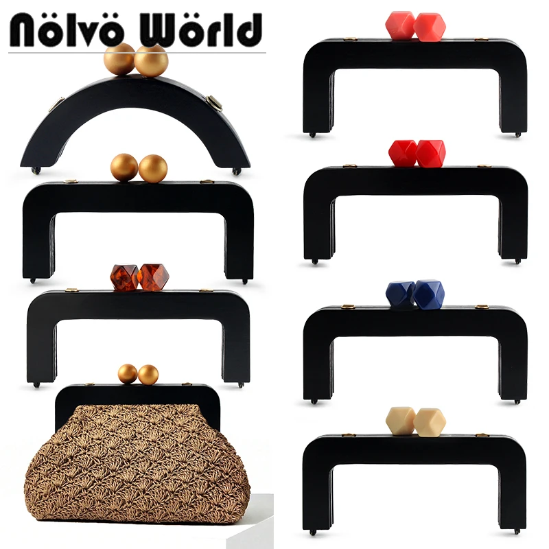 Nolvo World 1/2/5 Stück Holzgriffe für Taschen, Holz-Taschenverschlüsse, Kussverschluss, Geldbörsenrahmen, Griffe für DIY-Näh- und Bastelzubehör