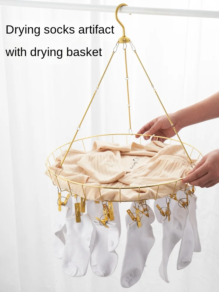 

Вешалка для носков многофункциональная из нержавеющей стали, круглая, на балконет, подвесная зажим для нижнего белья