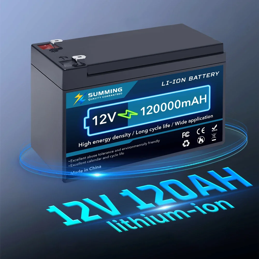 

12V 120000Ah Lithium Rechargeable Battery With Built-in Smart BMS for Fish Finder, Scooter, Light, Kids Car, with Charger