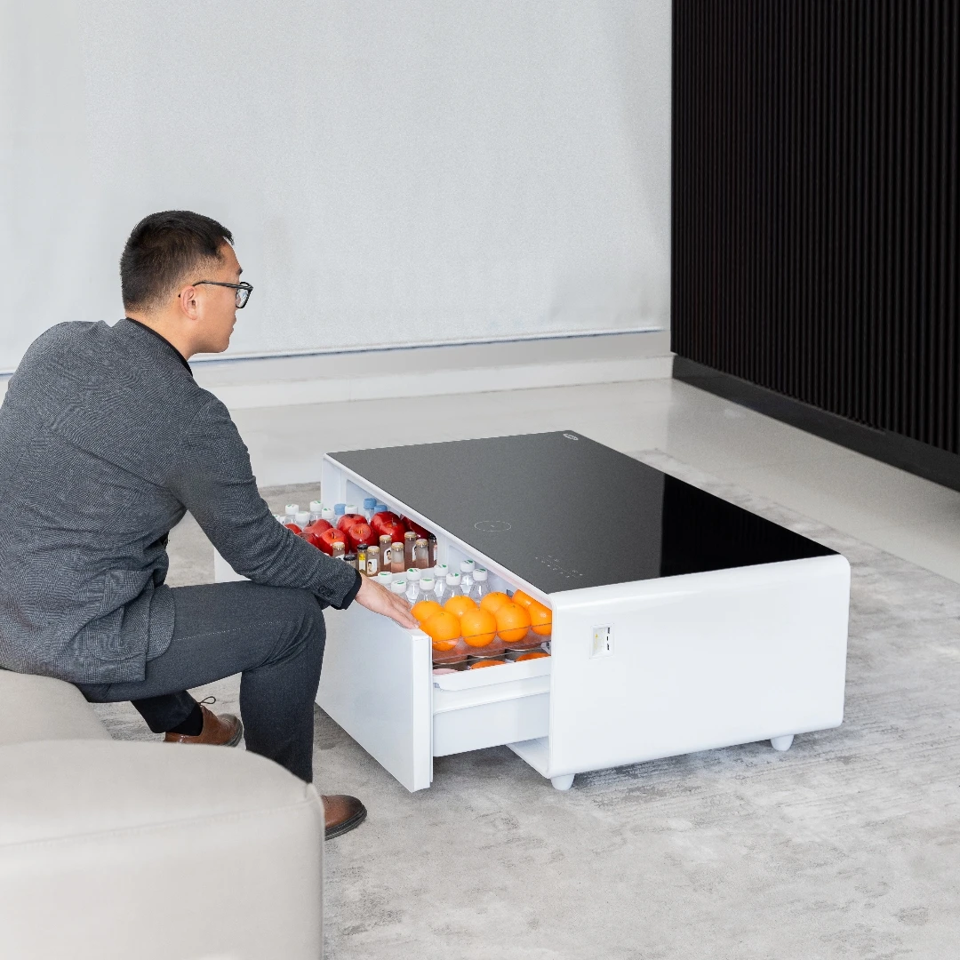 Smart Living Room Sofa Bed Smart Table USB Wireless Charging Tempered Glass Led Light Music Player Coffee Table - view 2