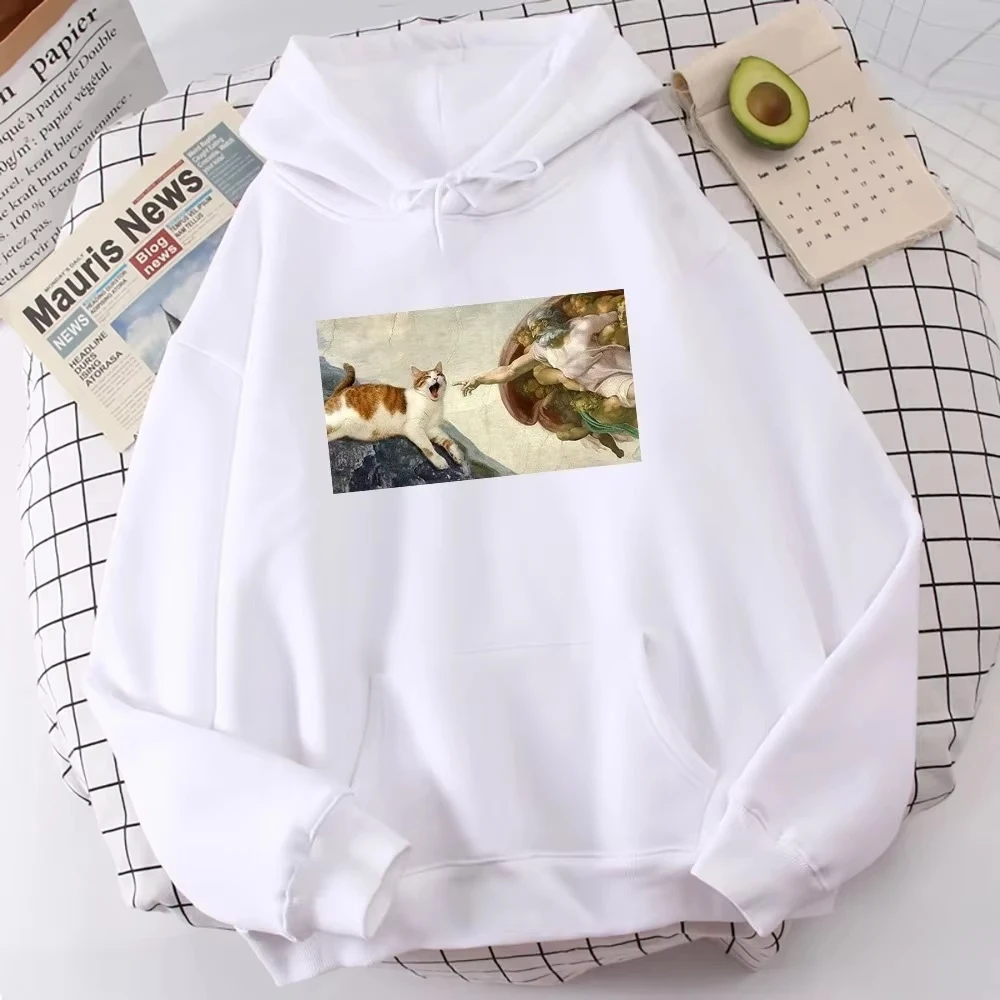 

The Creation of Adam Printing 2025 Autumn and Winter Women Hoodies Fleece Casual Sweatshirt Fashion Loose Pullover Clothing