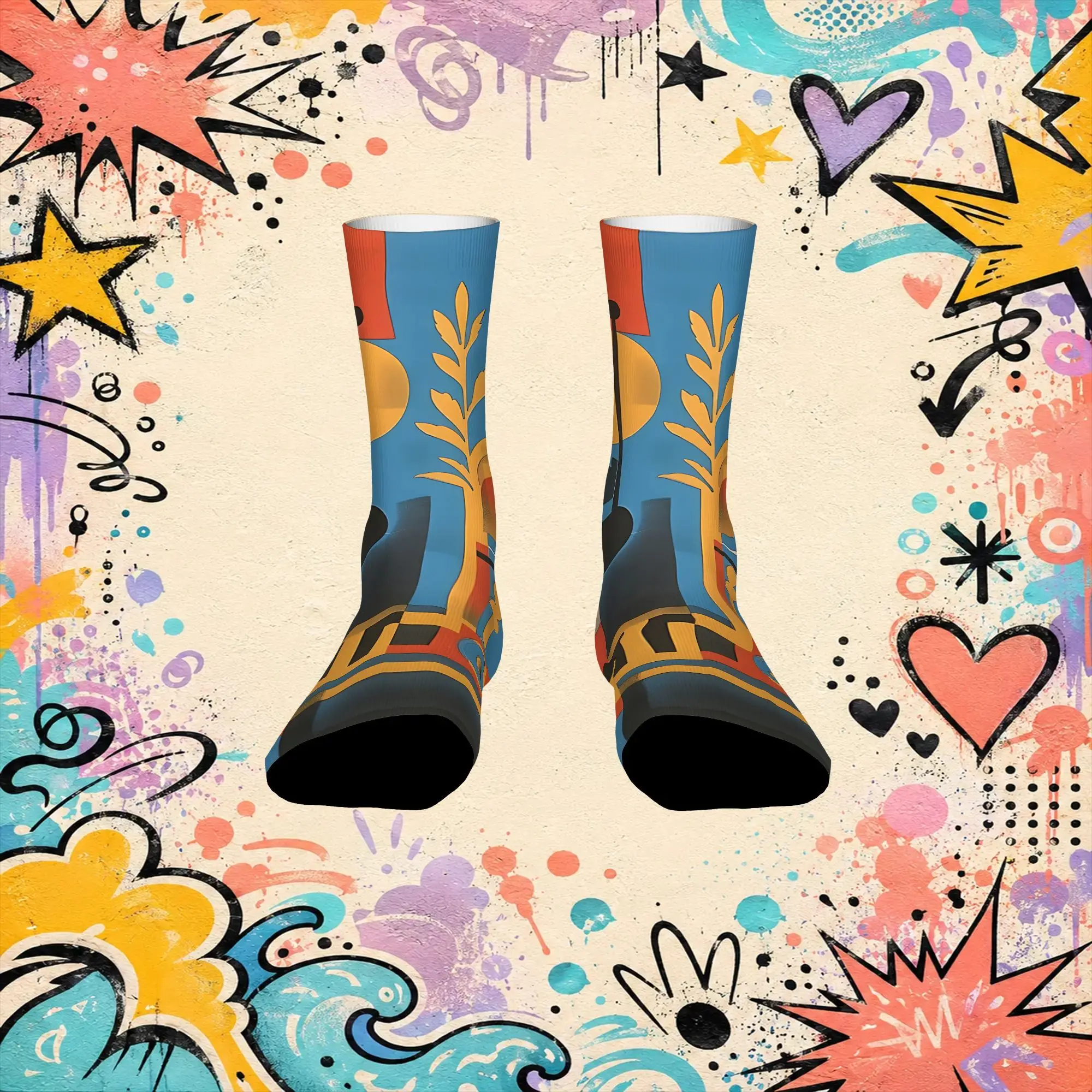 Avant Garde Protest Print Trendy Men's compression Socks Unisex items Crew Sock Cycling socks