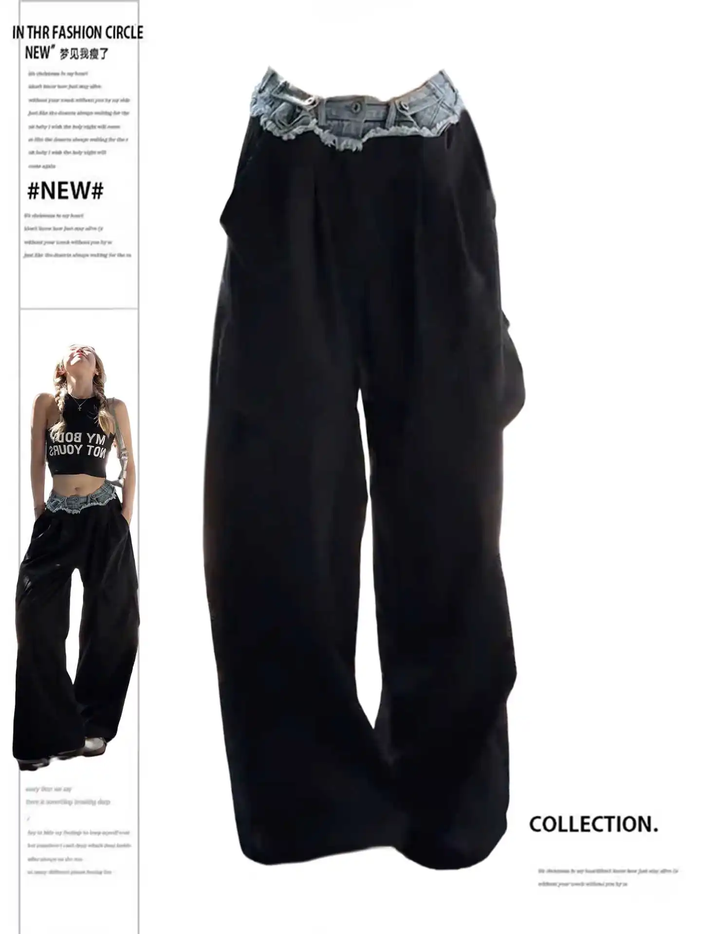 

Women's Baggy Cargo Jean Boyfriend Dark Academia High Waist Punk Wide Fit Denim Pants Grunge Y2K American Retro Cowboy Japanese