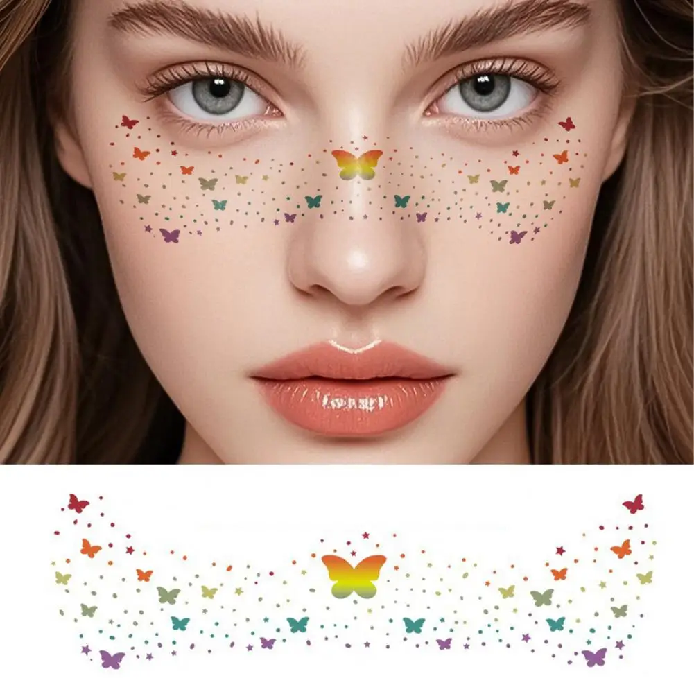 Rainbow Festival Face Stickers Face Sticker for Adults Children Festival Face Stickers Glitter Freckles Temporary for Parties