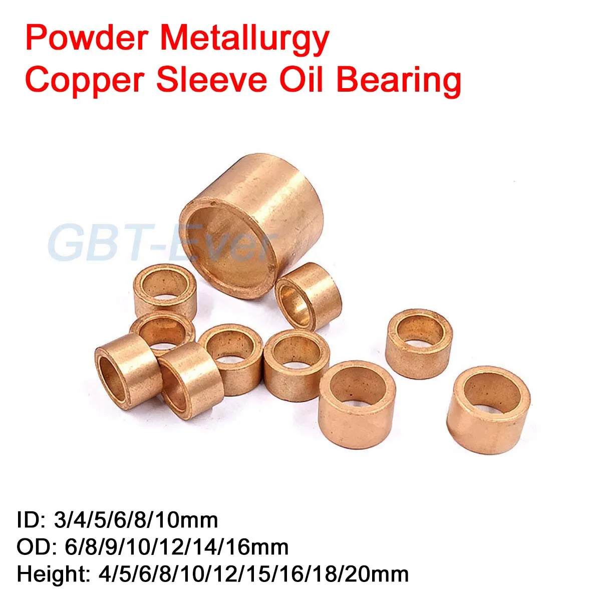 

5Pcs Powder Metallurgy Copper Sleeve Oil Bearing ID 3/4/5/6/8/10mm OD 6/8/9/10/12/14/16mm Brass Bearing Sleeve Base Bushing