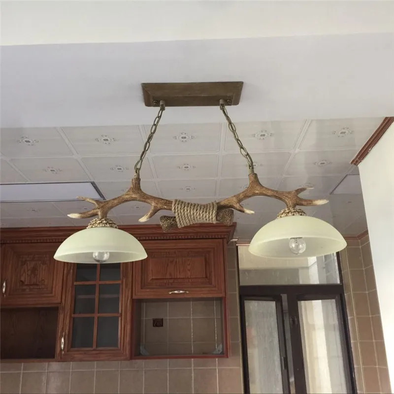 Romantic Vintage Double Antler Chandelier Restaurant Lighting Fixture for Bedroom Decoration and Hanging Lamp Decoration Lampara