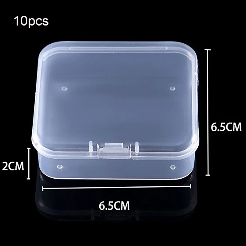 10PCS Transparent Square Storage Boxes Parts Small Beads Accessories Storage Boxes Earplug Jewelry Hardware Accessories