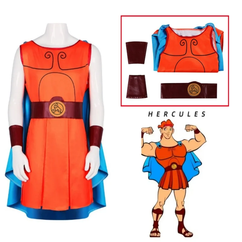 

Anime Movie Hercules Cosplay Costume for Adult Kids Top Cloak Belt Men Boys Halloween Carnival Party Male Role Play Outfit