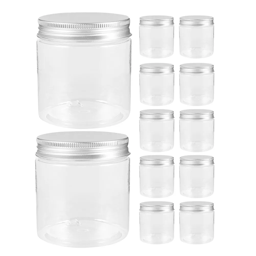 20Pcs Silver Aluminum Cap Jar Clear Plastic Storage Containers Versatile Household Kitchen Cream Candy Jars Airtight Lids view 4