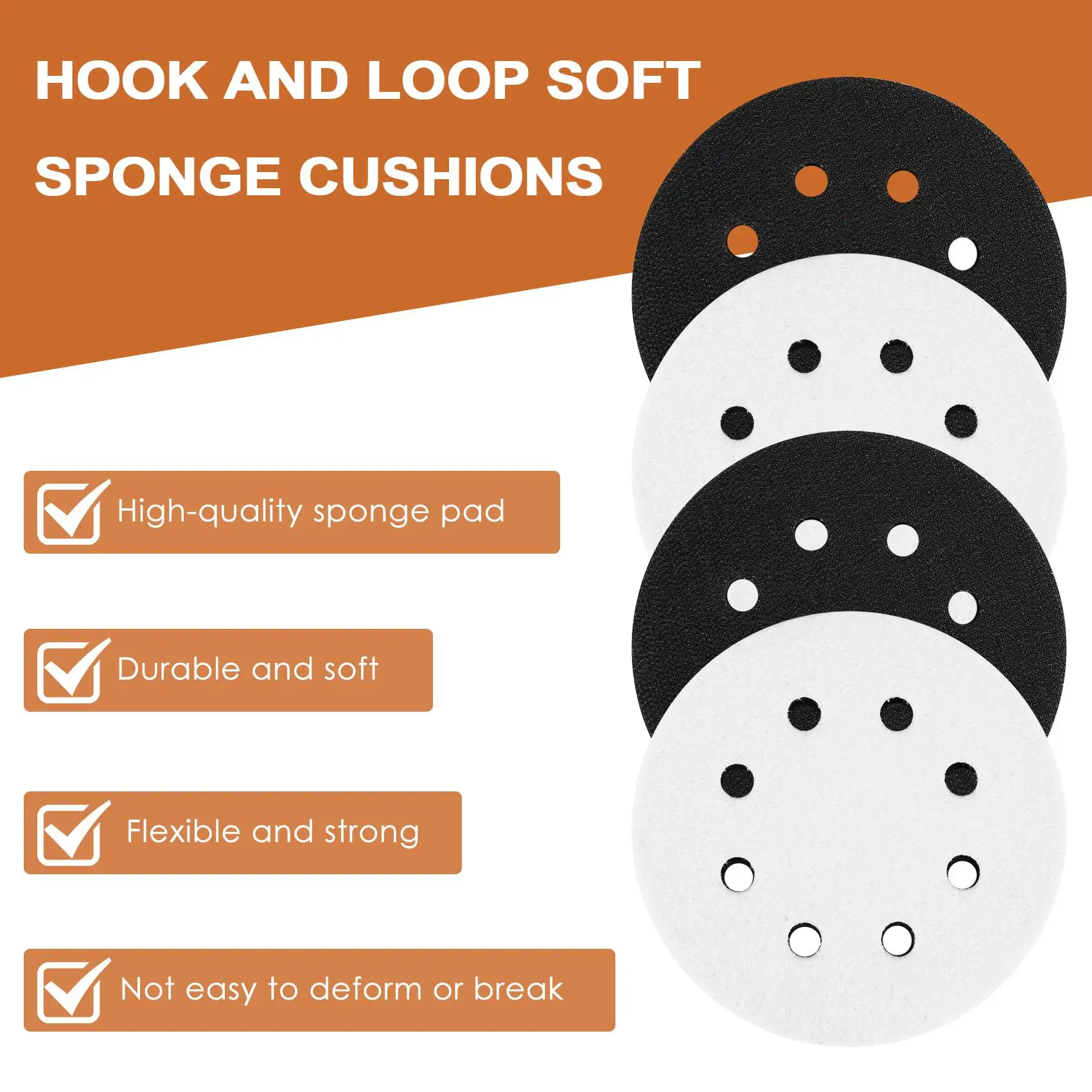 

AA21-10 Pieces 5In Soft Density Foam Interface Pad Hook And Loop Foam Sanding Pads 125Mm Sponge Cushion Buffering Backing Pad