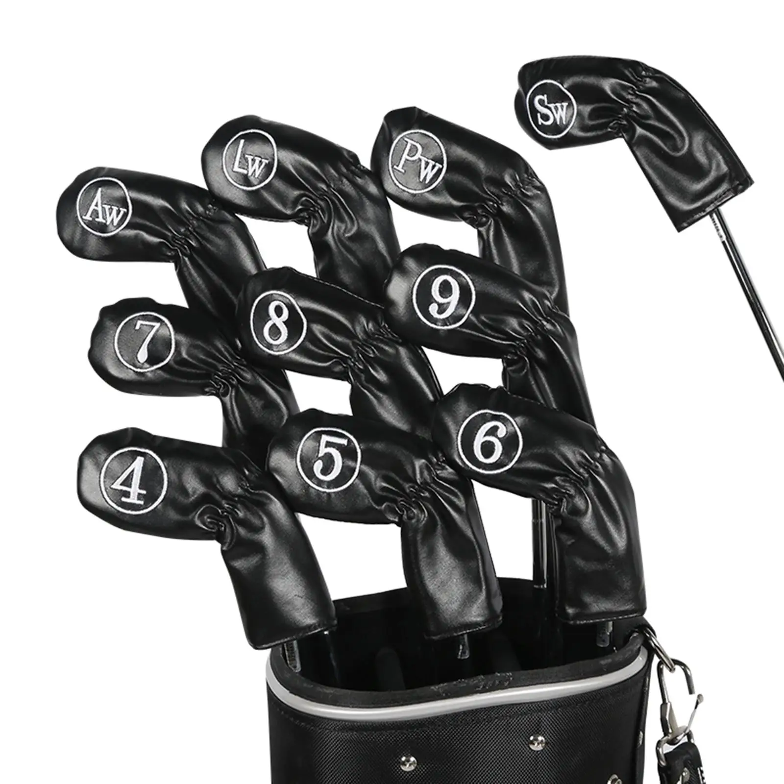 10Pcs Golf Club Headcovers Protector with Number Tags Head Protector Golf Iron Covers Set for Women Men Golfers Travel Display