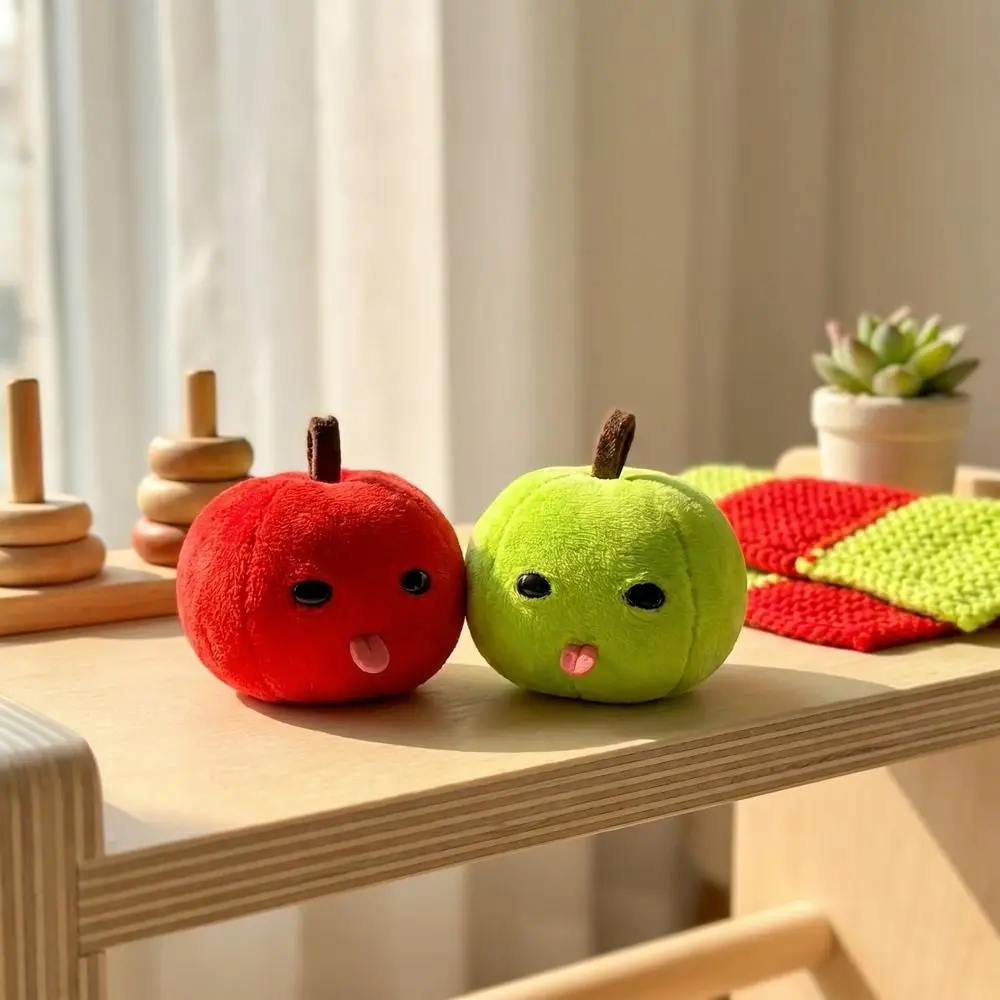 Car Keys Green Red Fruit Plush Keychain Funny Soft Creative Keyring Tongue Sticking Cute Plush Backpack Pendant Christmas