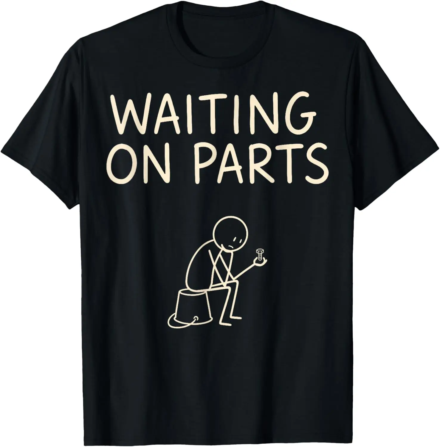 Mechanic Men Auto Repair Waiting On Parts Car Technician T-Shirt 100% Cotton Trendy Y2K Short-Sleeve Tee-Soft, Quick-Drying,