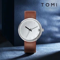 TOMI Men's Watch Luxury Brown Belt Quartz Watch Men's and Women's Leisure Simple Watch Men's Watch Gift