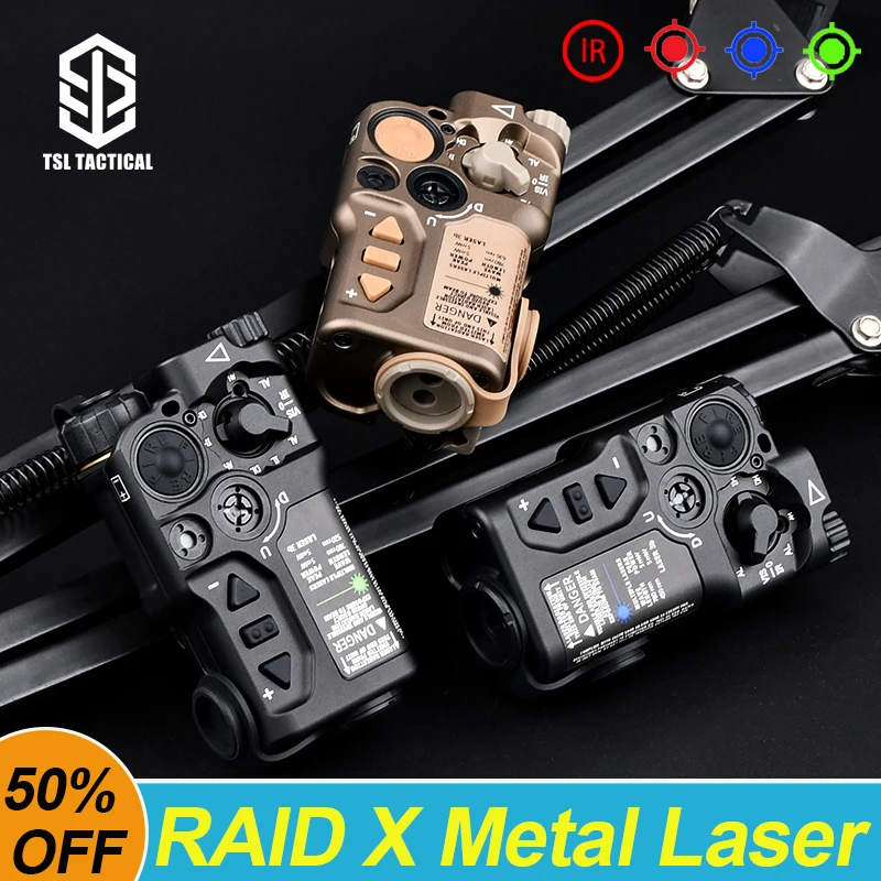 

Tactical RAID X Laser Aiming Red Dot Green Blue Infrared Rays IR Strobe Laser Hunting Airsoft Accessory For 20mm Picatinny Rail